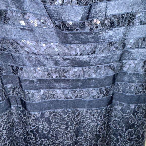 Tadashi Shoji Sequin Navy Blue Sequin Mesh Evening Gown Maxi Dress Size 2 - Picture 6 of 16